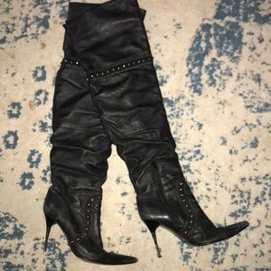 Aldo thigh high leather heel boots
